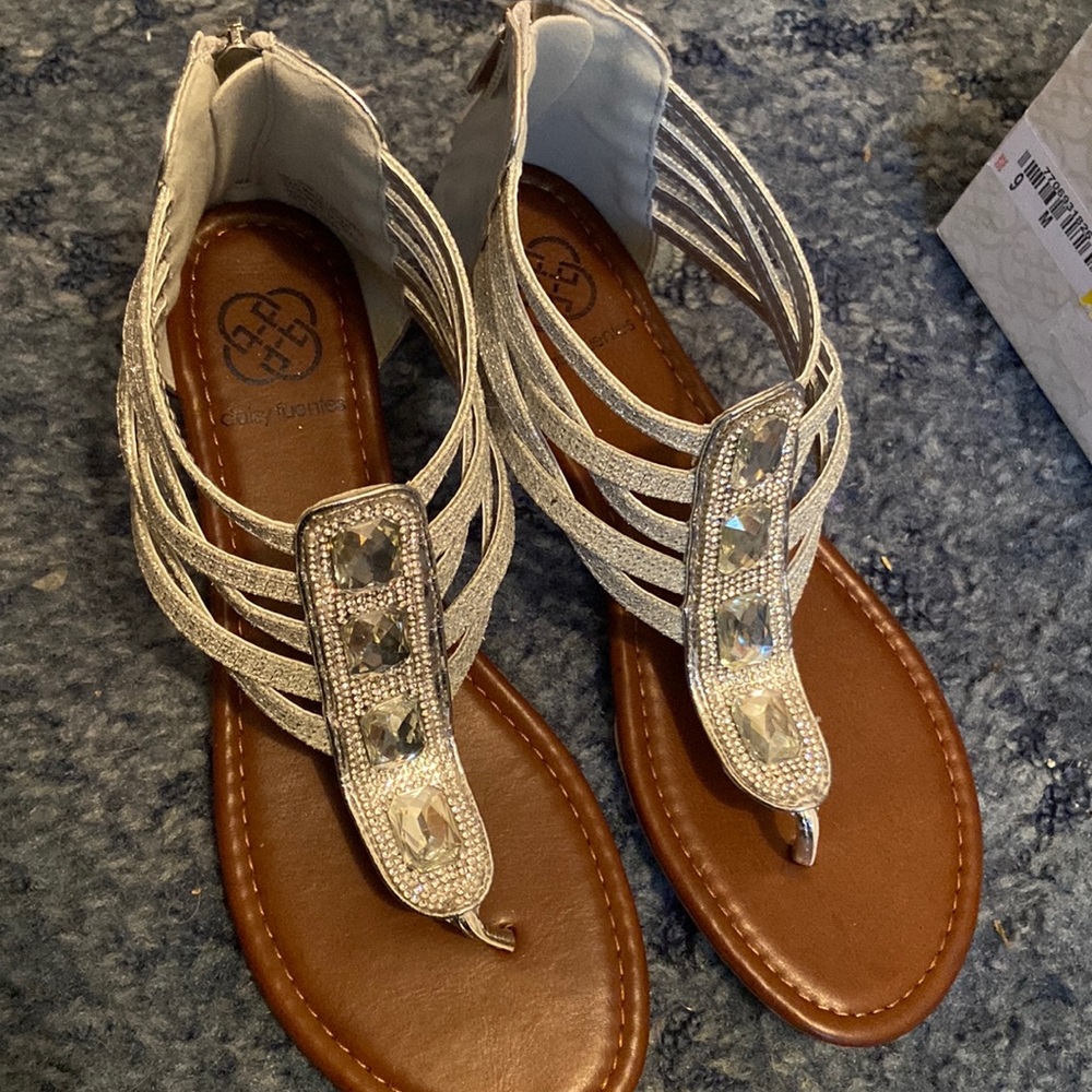 silver sparkly flats/sandals